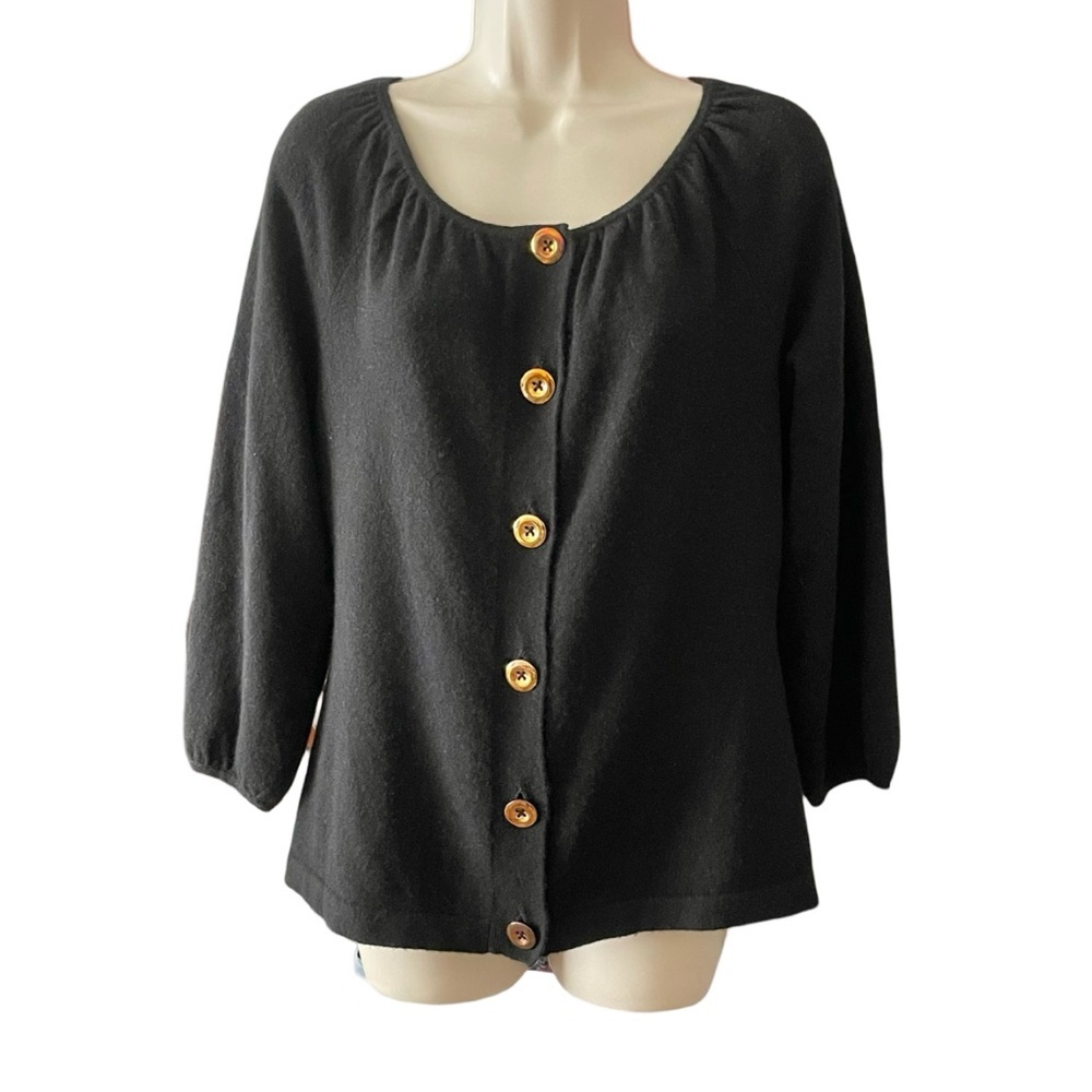 Anne Klein Black Cardigan with Gold Buttons